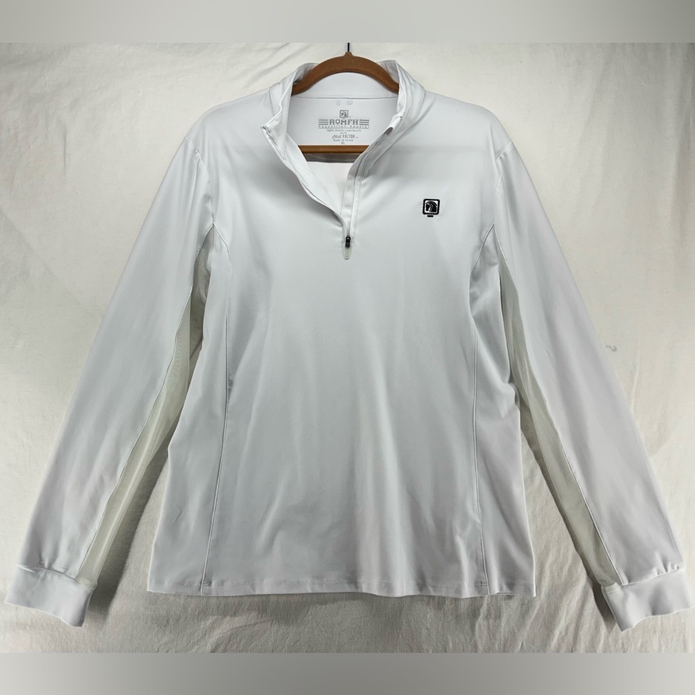 ROMFH Long Sleeve Show Shirt 1/4 Zip White Equestrian Riding XL